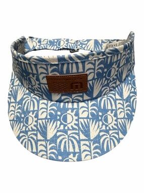 Travis Mathew Kids Blue & White Tropical Print Visor with Leather Patch
